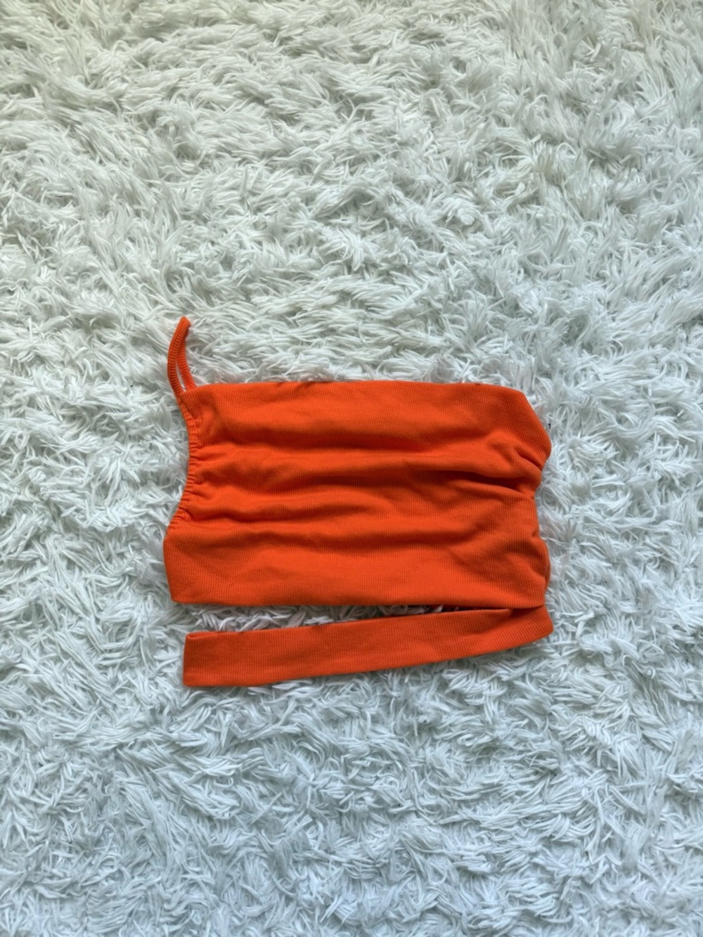 SHEIN Orange One-Shoulder Ribbed Crop Top